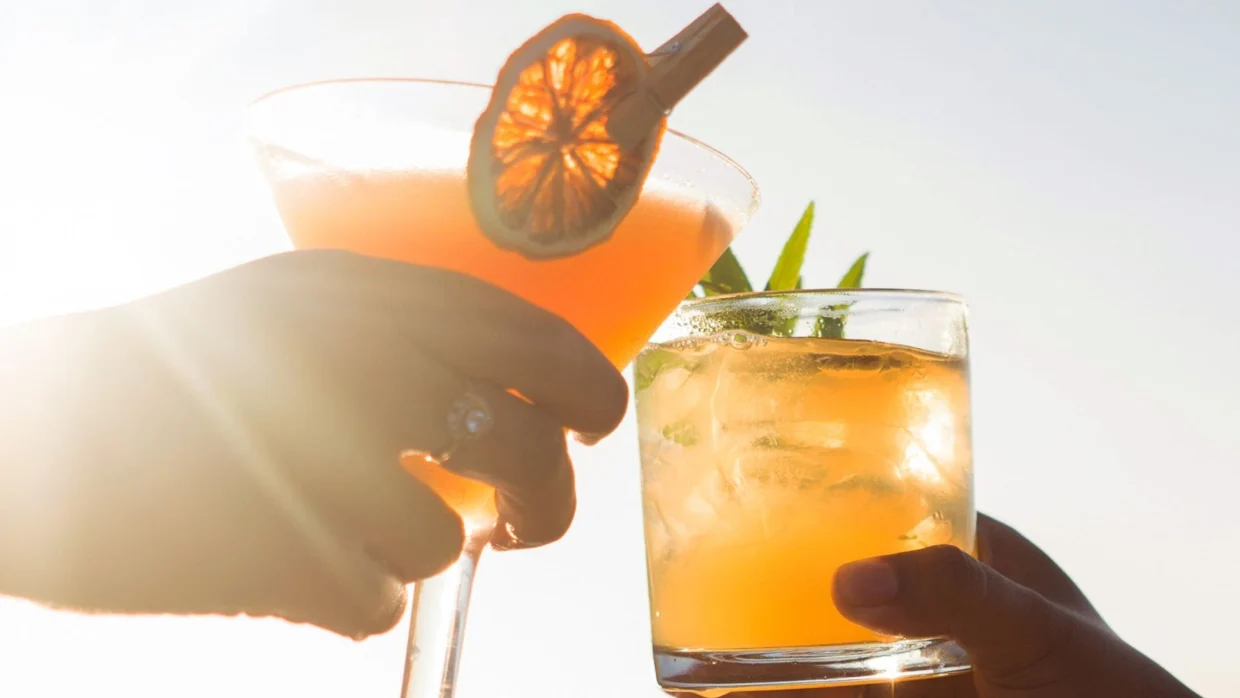 Brightly color tropical cocktails for a corporate gatherings on a yacht.