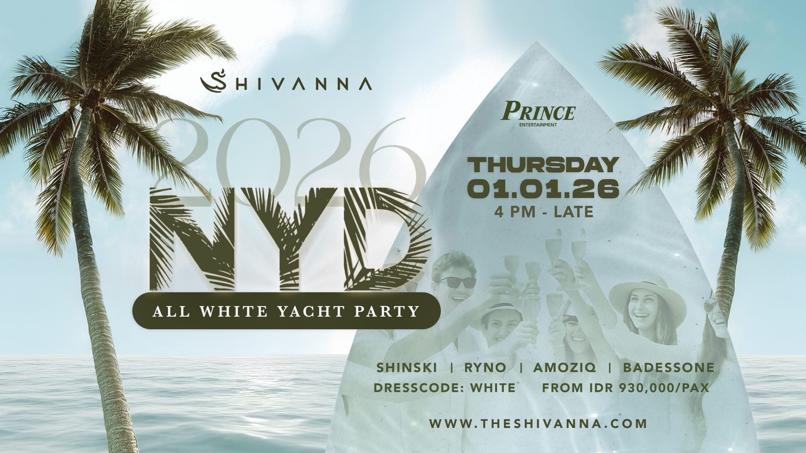 NYD 2026 all white yacht party