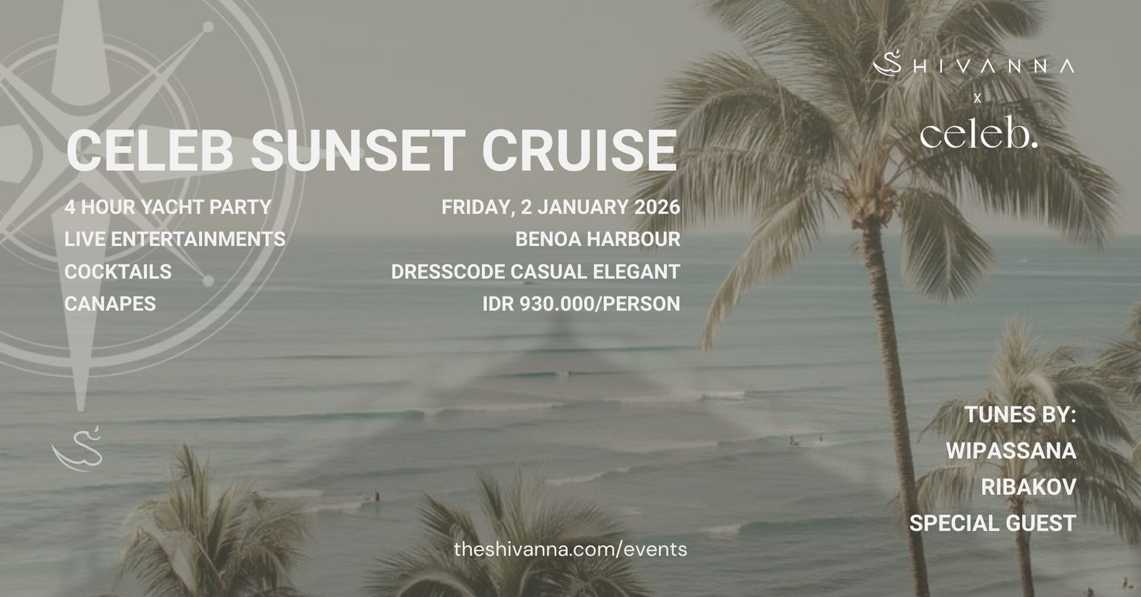 Celeb Sunset Cruise yacht party in bali featuring models and 4 hours of seafaring experience