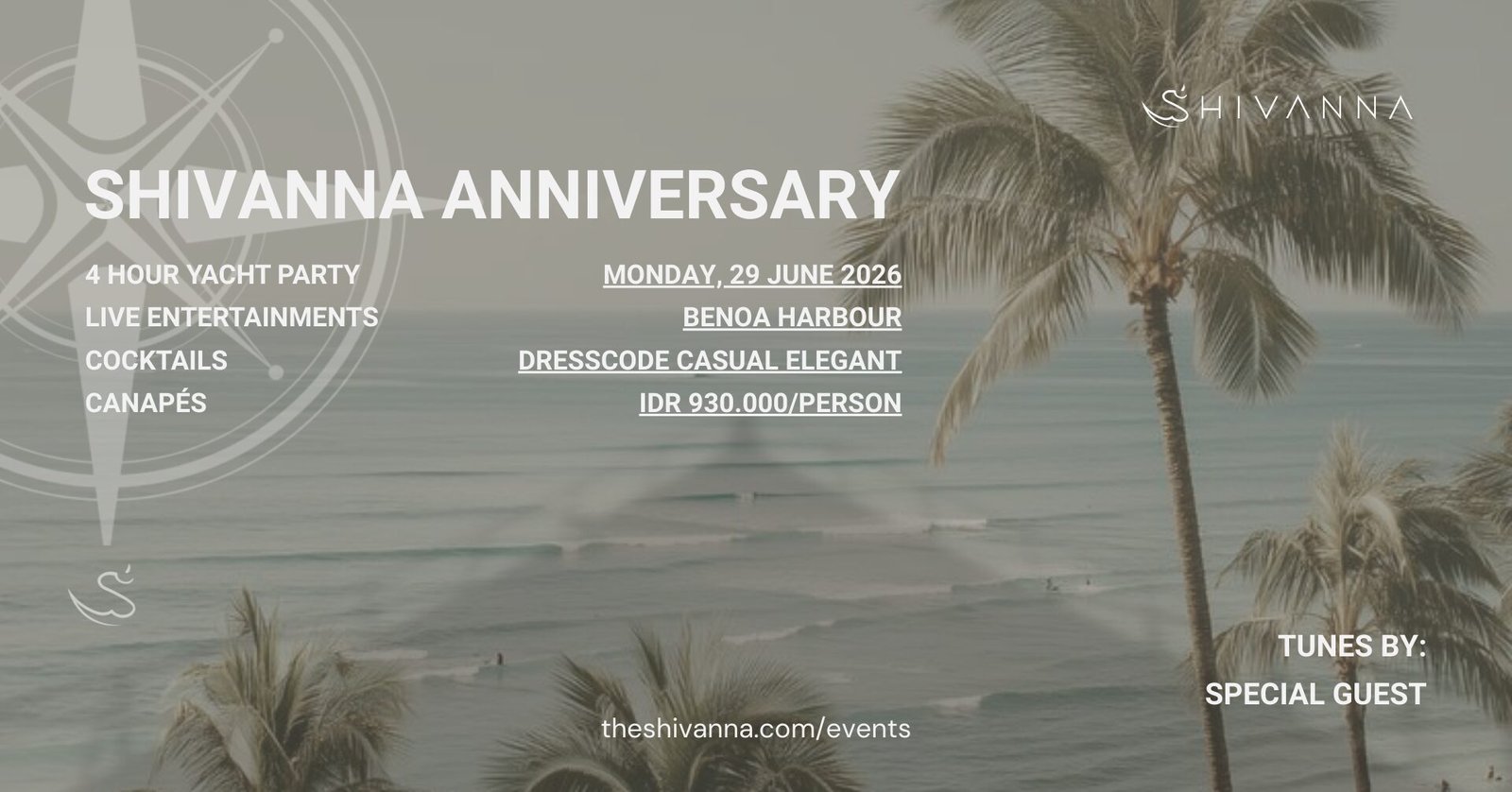 Join The Shivanna for a premier Anniversary Sunset Cocktail Cruise, a curated evening dedicated to the art of elevated hospitality and the joy of our journey together.