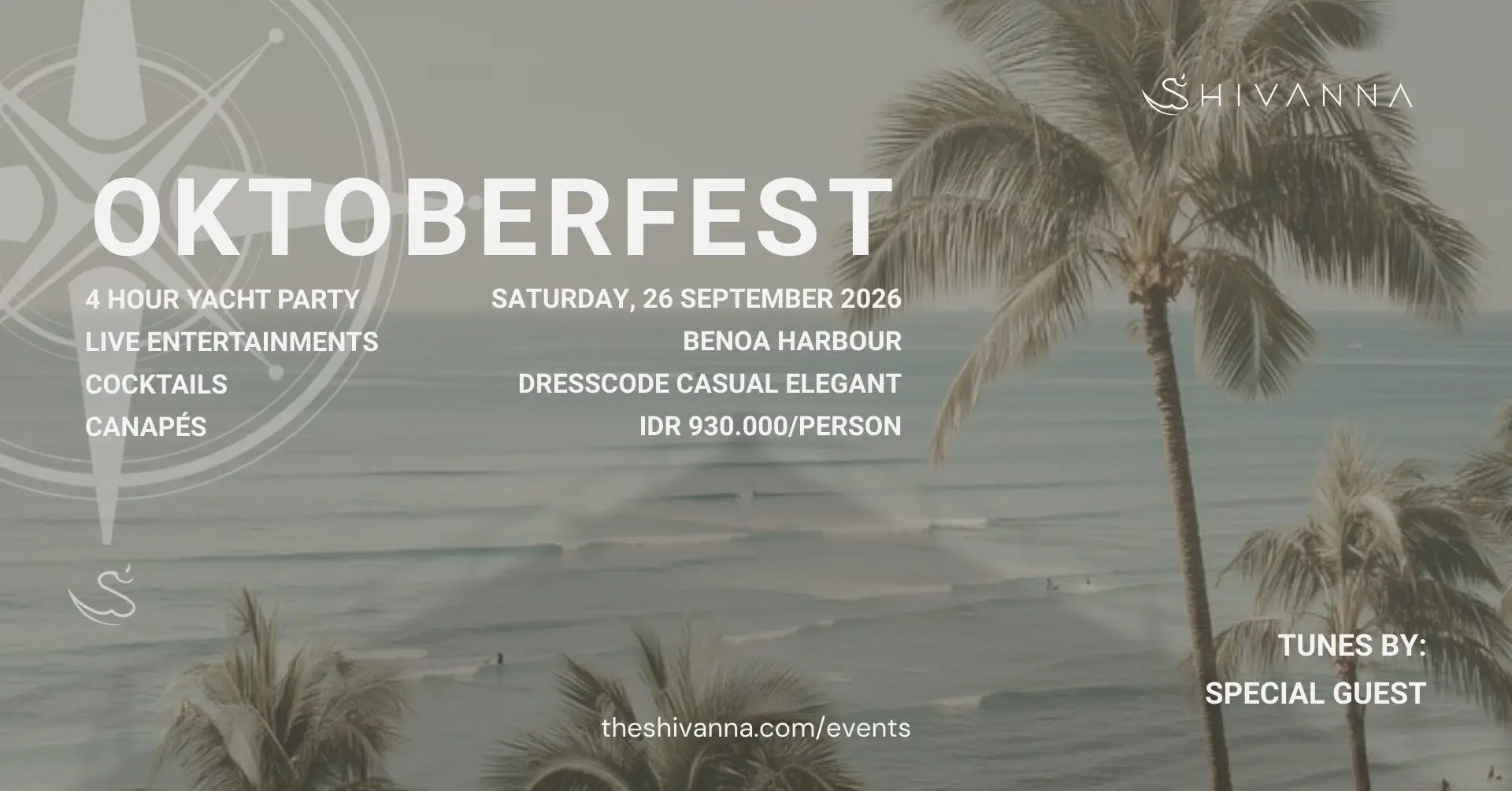Oktoberfest yacht party poster — Saturday 26 September 2026, Benoa Harbour