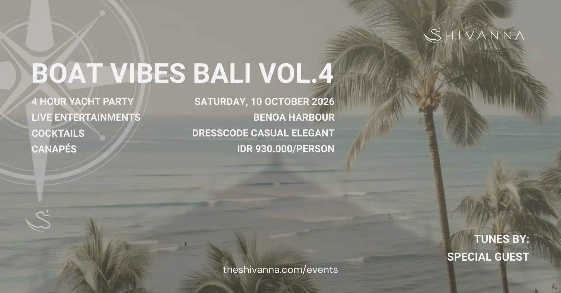 Boat Vibes Bali Vol.4 yacht party poster — Saturday 10 October 2026, Benoa Harbour