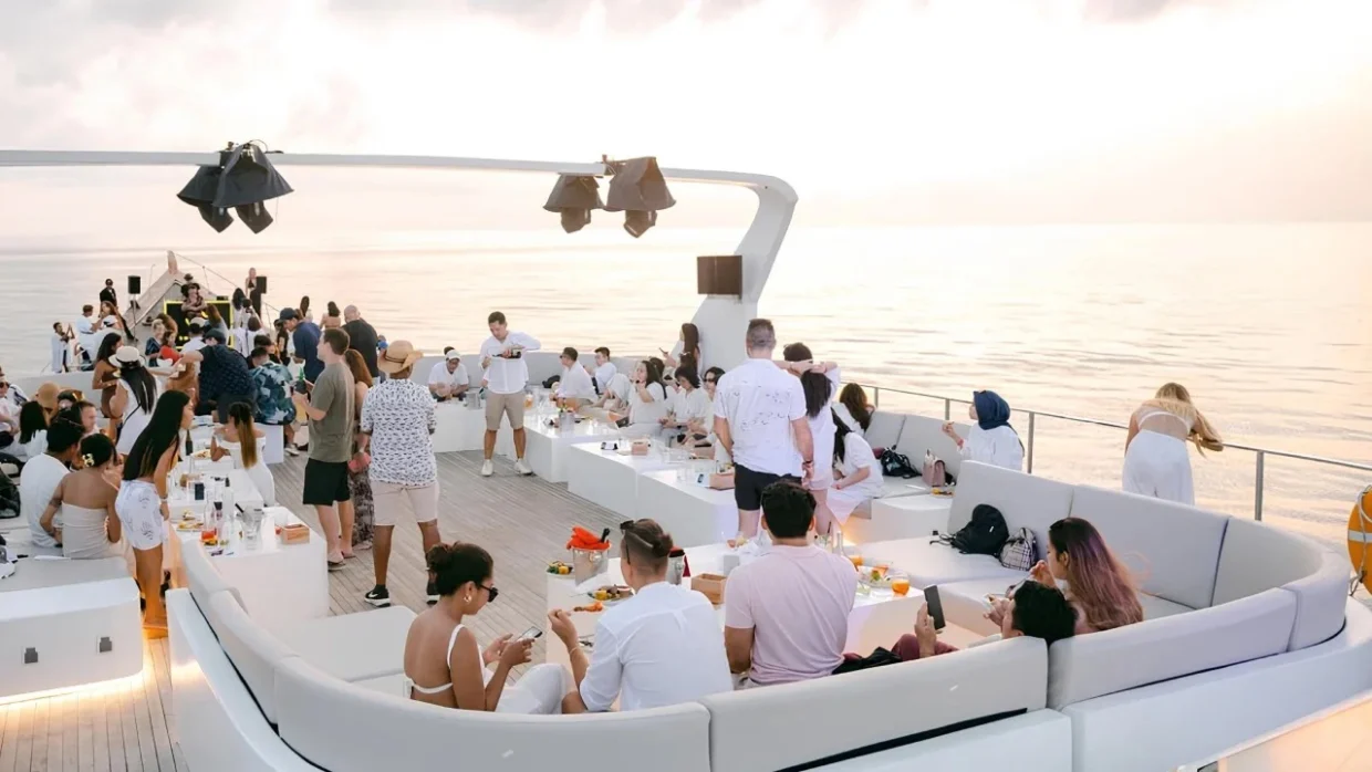 wedding party in boat