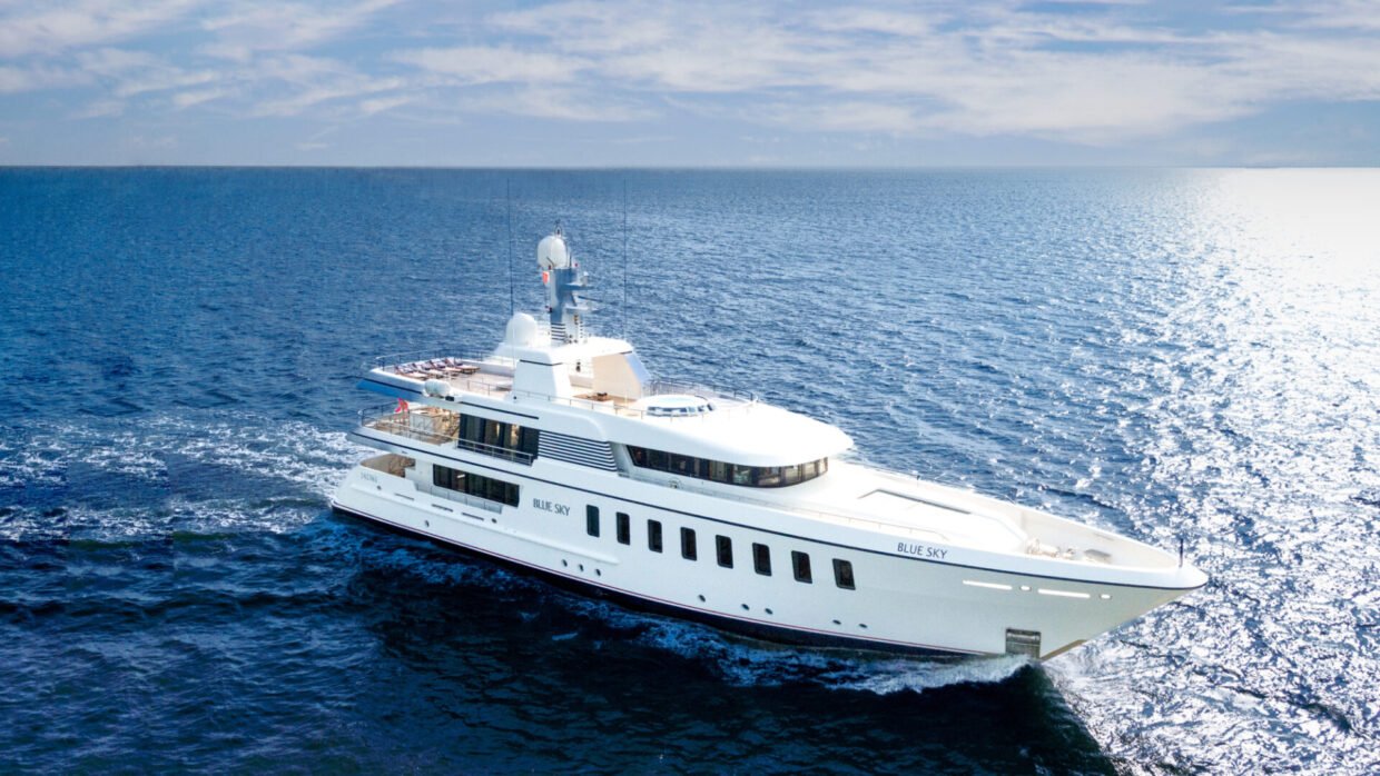 Luxury yacht cruising in Bali during dry season
