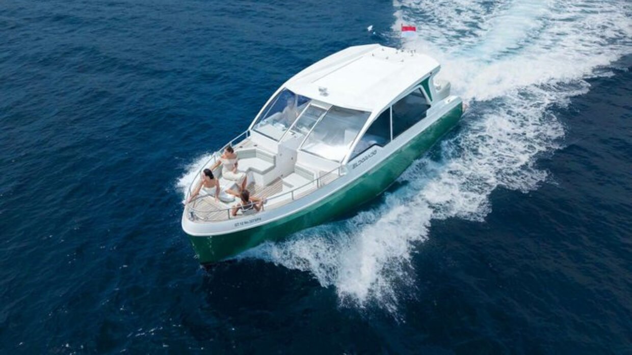 Speedboat cruising through the waters of Bali