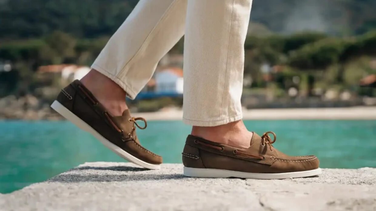 Boat shoes suitable for wearing on a yacht